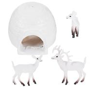 CIYODO Statuine Di Animali Polari in Plastica Piccole Realistiche Con Igloo Decorazioni Da Giardino Giocattoli Modellini Di Cervidi Miniature Ornamenti Per Esterni