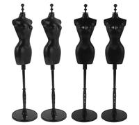 CIYODO Supporto per Manichino da Bambola Staccabile in Plastica Nera, Set 4 Pezzi per Esposizione Abiti da Sposa e Vestiti, Struttura Scheletrica Robusta per Sartoria e Vestiario