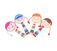 CIYODO Tamburo a Sonagli in Legno Educativo Da Mano Per Ragazzo Ragazza, Set 4 Pezzi Design Cartoni Animati, Giocattoli Musicali Per Lo Sviluppo Del Senso Ritmico e Regali Per Natale e Compleanno