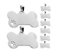 CIYODO Targhette Identificative Per Cani E Gatti in Acciaio Inossidabile Forma D'osso Impronta Di Zampa Targhette Vuote Per Personalizzazione Adatte A Collari E Imbracature Argento