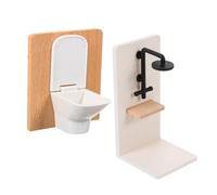 CIYODO Toilette e Doccia in Plastica e Legno Arredamento Dettagliato e Resistente per Gioco e Dollhouse