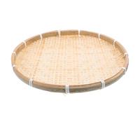 CIYODO Vassoio Rotondo Tessuto a Mano in Bamboo Cesto Shallow Decorativo Stile Farmhouse per Servire Frutta Pane Snack e Organizzazione Cucina