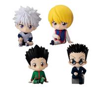 Ciyoulio Set di 4 statuette anime carine sedute Kurapka/Gon e Killua, anime Cake Topper Figure Set Manga Statua Decorazione Modello Anime per Auto
