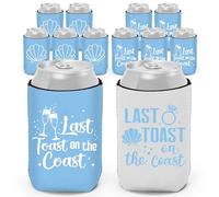 Ciyvolyeen Last Toast On The Coast, 12 custodie per lattine per addio al nubilato, accessori decorativi per feste in spiaggia, regali per sposa, damigella d'onore, decorazioni per feste di addio al