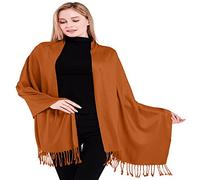 CJ Apparel Arancione Bruciato Colore Solido Disegno Scialle di Pashmina Sciarpa Stola Dell'involucro Il Bis NUOVO