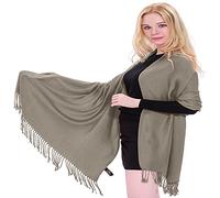 CJ Apparel Beige Chiaro Colore Solido Disegno Scialle di Pashmina Sciarpa Stola Dell'involucro NUOVO