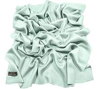 CJ Apparel Celeste Celeste Ciano Pallido Verde Bambino Tinta Unita Frange Design Nepalese Scialle Sciarpa Wrap Stola Throw Head Wrap Pashmina Fatto a mano in Nepal Nuovo, Blu cielo Fc1113x, taglia