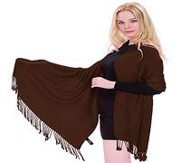 CJ Apparel Dark Brown Chocolate Brown Thick Solid Color Design Cotton Blend Shawl Scarf Wrap Stole Throw Head Wrap Pashmina Hand Made in Nepal New