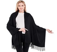 CJ Apparel Nero Misto Cotone Spesso Solido Colore Disegno Scialle di Pashmina Dell'involucro Della Sciarpa Secondi NUOVO