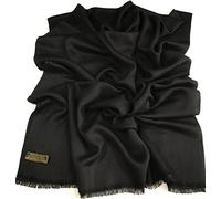 CJ Apparel Nero Solido Colore Disegno Nepalese Fringe Scialle Sciarpa Pashmina ha Rubato Secondi NUOVO