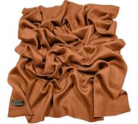 CJ Apparel Pashmina a tinta unita con frange nepalesi, scialle, sciarpa, stola, copertura per il viso, Arancione cachi, Etichettalia unica