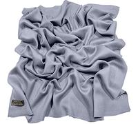 CJ Apparel Pashmina a tinta unita con frange, realizzata a mano in Nepal, Blu Grigio Fc1012, Taglia unica