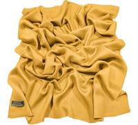 CJ Apparel Pashmina a tinta unita con frange, realizzata a mano in Nepal, Giallo ambra., Taglia unica