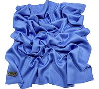 CJ Apparel Pashmina a tinta unita con frange, scialle, sciarpa, stola avvolgente, realizzata a mano in Nepal, Blu, Taglia unica