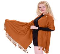 CJ Apparel Pashmina a tinta unita per scialle nepalese, Cachi Arancia An1097, taglia unica