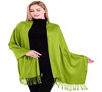 CJ Apparel Scialle di Alta qualità in Tinta Unita Pashmina, Verde Lime (Nuovo), Etichettalia Unica Donna