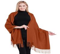CJ Apparel Scialle in Misto Cotone Spesso Pashmina, Arancione Bruciato, Taglia Unica Donna