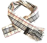 CJ Apparel Sciarpa da uomo nepalese tartan design moda sciarpa viso/collo, Avorio, taglia unica