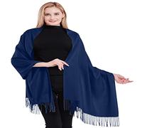 CJ Apparel Scuro Blu Misto Cotone Spesso Solido Colore Disegno Scialle di Pashmina Dell'involucro Della Sciarpa Secondi NUOVO