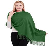 CJ Apparel Spessa tinta unita con nappe, in misto cotone, scialle, sciarpa, stola da avvolgere alla testa, pashmina, Verde foresta, taglia unica