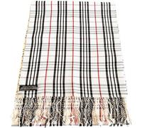 CJ Apparel Tartan Design Nepalese Nappe Scialle Secondi Sciarpa Wrap Stola Tiro Testa Wrap Copertura Viso Pashmina NUOVO, Bianco sporco, Etichettalia unica