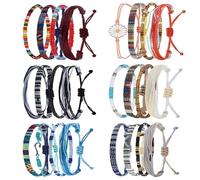 CJAPGJW Set di 24 bracciali da surfista da donna, colorati, regolabili, per donne e uomini, braccialetto dell'amicizia, in tessuto, ideale per la spiaggia e la vita di tutti i giorni