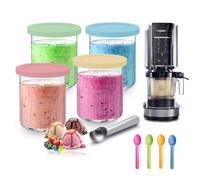 CJBIN 4 Pezzi Contenitori per Gelato per Ninja Creamy NC501 NC500 Deluxe, Contenitore per Gelato da 680ML con Paletta per Gelato, Senza BPA, Lavabile in Lavastoviglie, Vaschetta Gelato
