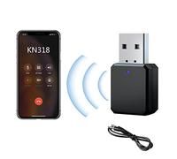 CJBIN Adattatore Bluetooth USB, ricevitore Bluetooth 5.1 con cavo audio da 3.5 mm, mini adattatore audio portatile, ricevitore audio AUX/USB, doppia uscita, microfono integrato, cuffie, TV/Auto