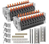 CJBIN Morsetti Elettrici, 20 Pcs Connettori Elettrici Rapidi, Connettori a Filo Compatto, Con Strisce di Marcatura Digitale, Guida da, Vite, Base Fissa, Barre Parallele, Combinazione Libera (Nero)