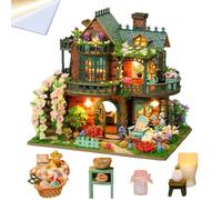Cjeuxnr Kit fai da te per casa delle bambole in miniatura, modello in legno, fatto a mano, con luci LED, regalo romantico per San Valentino (Garden-Z)
