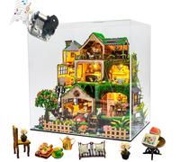 Cjeuxnr Kit per casa delle bambole fai da te, caffetteria, modello in miniatura in legno, fatto a mano, set da costruzione, con luci a LED e musica, regalo romantico per San Valentino (L2501-B)