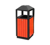 CJHFR472SG Bidone Spazzatura Esterno Cestino for rifiuti da esterno con posacenere, area pubblica, in metallo e listelli di legno Secchi della spazzatura da esterni