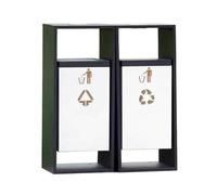 CJHFR472SG Bidone Spazzatura Esterno Cestino for rifiuti doppio da esterno con posacenere, cestino for rifiuti in metallo for aree pubbliche Secchi della spazzatura da esterni