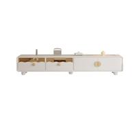 CJHFR472SG Console multimediale Mobile TV bianco con 2 cassetti e angoli arrotondati, moderno e minimalista, spazio for riporre le partizioni domestiche Centro di intrattenimento