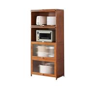 CJHFR472SG Cucina Credenza da cucina a 4 ripiani con ante in vetro e scomparti for caffè tè, altezza 140 cm Cassettiera