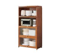 CJHFR472SG Cucina Credenza da cucina a 4 ripiani con ante in vetro e scomparti for caffè tè, altezza 140 cm Cassettiera