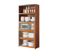 CJHFR472SG Cucina Credenza da cucina a 5 ripiani con ante in vetro e spazio for caffè tè, scomparti portaoggetti, 172 cm Cassettiera