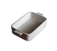 CJHFR472SG Cucina Piatto rettangolare semplice Piastra da forno a doppio orecchio in ceramica grezza vintage for a microonde con smalto Cottura(Bianco)