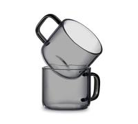 CJHFR472SG Eleganti Set di 2 tazze in vetro, da caffè trasparenti, for degustazione tè con manico, 5 oz/150 ml Bicchieri(Grijs)