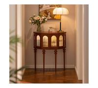 CJHFR472SG Home Consolle a mezza luna, tavolo d'ingresso in legno massello con sensore luminoso intelligente, piccolo tavolo d'ingresso, arredamento moderno for la casa Dietro il divano(Bruin)