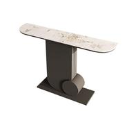 CJHFR472SG Home Consolle con piano in finto marmo, tavolo da ingresso moderno con base in metallo for soggiorno, tavolino moderno for divano, consolle for TV Dietro il divano(Nero,M)