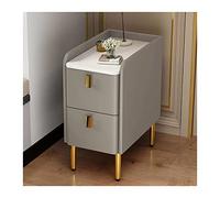 CJHFR472SG Moderno Comodini moderni e stretti, comodino in stile pelle artificiale, tavolino con 2 cassetti, for camera da letto, soggiorno (grigio) Pratico(L35xD40xH50cm)