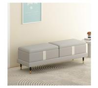 CJHFR472SG Moderno Panca portaoggetti - Ottomana for la camera da letto ai piedi del, panca moderna in ecopelle for i, imbottita con gambe dorate Panche punta letto(Light Grey,100 * 40 * 45cm)