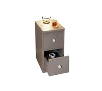 CJHFR472SG Moderno Piccolo comodino grigio, credenza in legno massello con due cassetti, mobiletto portaoggetti in legno massello for soggiorno, camera da letto e studio Pratico