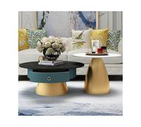 CJHFR472SG Moderno Set di 2 tavolini da caffè ad incastro, tavolino rotondo for soggiorno, tavolino da salotto, tavolini ad incastro for piccoli spazi Semplice(Gold)