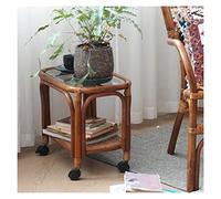 CJHFR472SG Moderno Tavolini da giardino Tavolino laterale, tavolino con piano in vetro for soggiorno interno Camera da letto Balcone Patio Veranda Terrazza Semplice(Dark Brown)