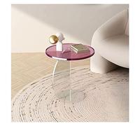 CJHFR472SG Moderno Tavolino in acrilico, tavolino rotondo, tavolino da caffè, comodino moderno con struttura in acrilico trasparente for soggiorno, camera da letto e ingresso Semplice(Purple)