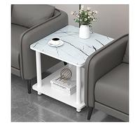 CJHFR472SG Moderno Tavolino quadrato, comodino con ripiano portaoggetti a 2 livelli, tavoli da bistrot for interni ed esterni, tavolino caffè for piccoli spazi Semplice(Bianco)