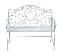 CJHFR472SG Panche da giardino Panca da giardino for esterni, panca da parco pieghevole in metallo bianco antico, seduta for il tempo libero all'aperto for 2 persone, 103x54x94 cm Cortile