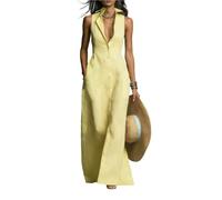 CJLLZYFX Camicette Senza Maniche e Abiti con Chiusura a Bottone per Le giornate estive, Collezione S da Donna(Giallo,as6,Alpha,x_l,Regular,Regular)